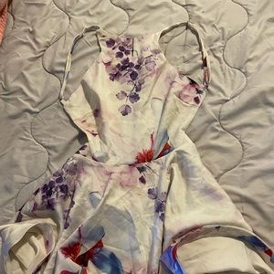 white flowy flowery dress